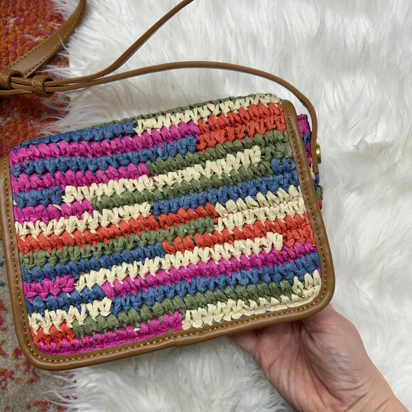 Boden Crossbody Bag Purse Colorful Woven Boho Summer Preppy - Picture 7 of 9